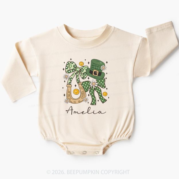 Floral Shamrock St Patrick’s Day Baby Bubble Romper Beepumpkin