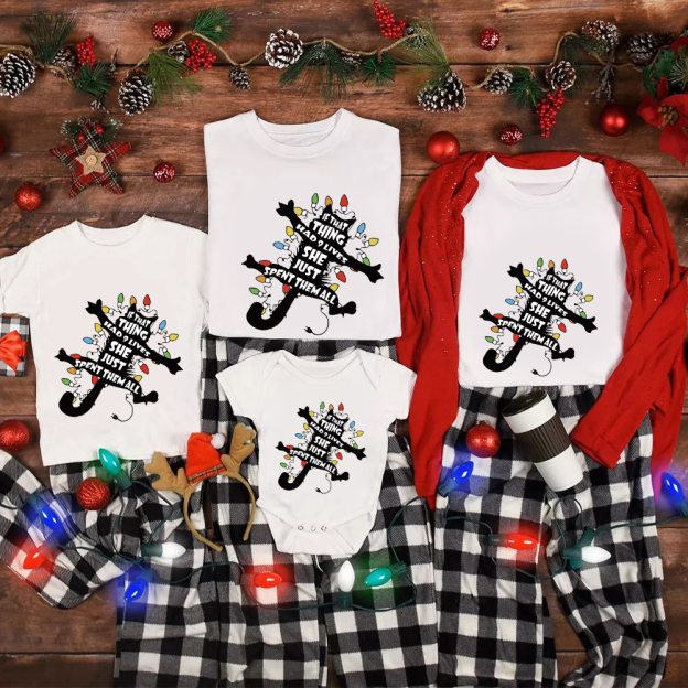 Black Cat Funny Christmas Family Matching Shirt