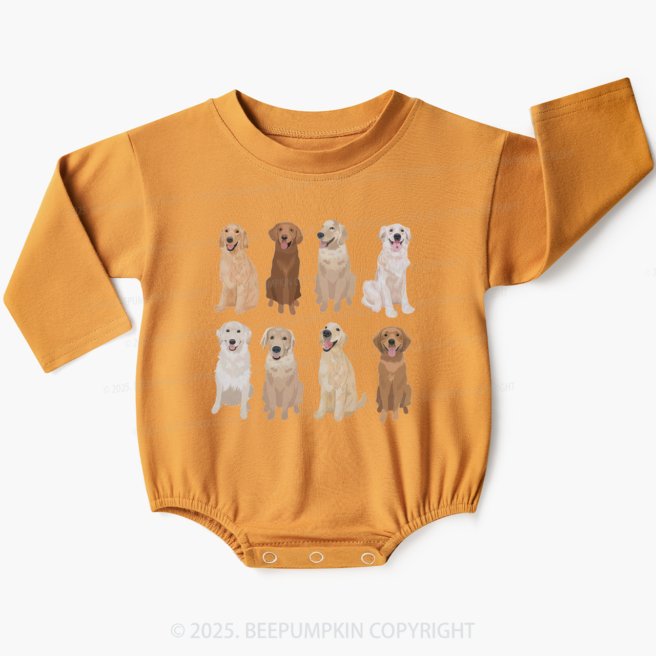 Golden Retriever Baby Bubble Romper Beepumpkin