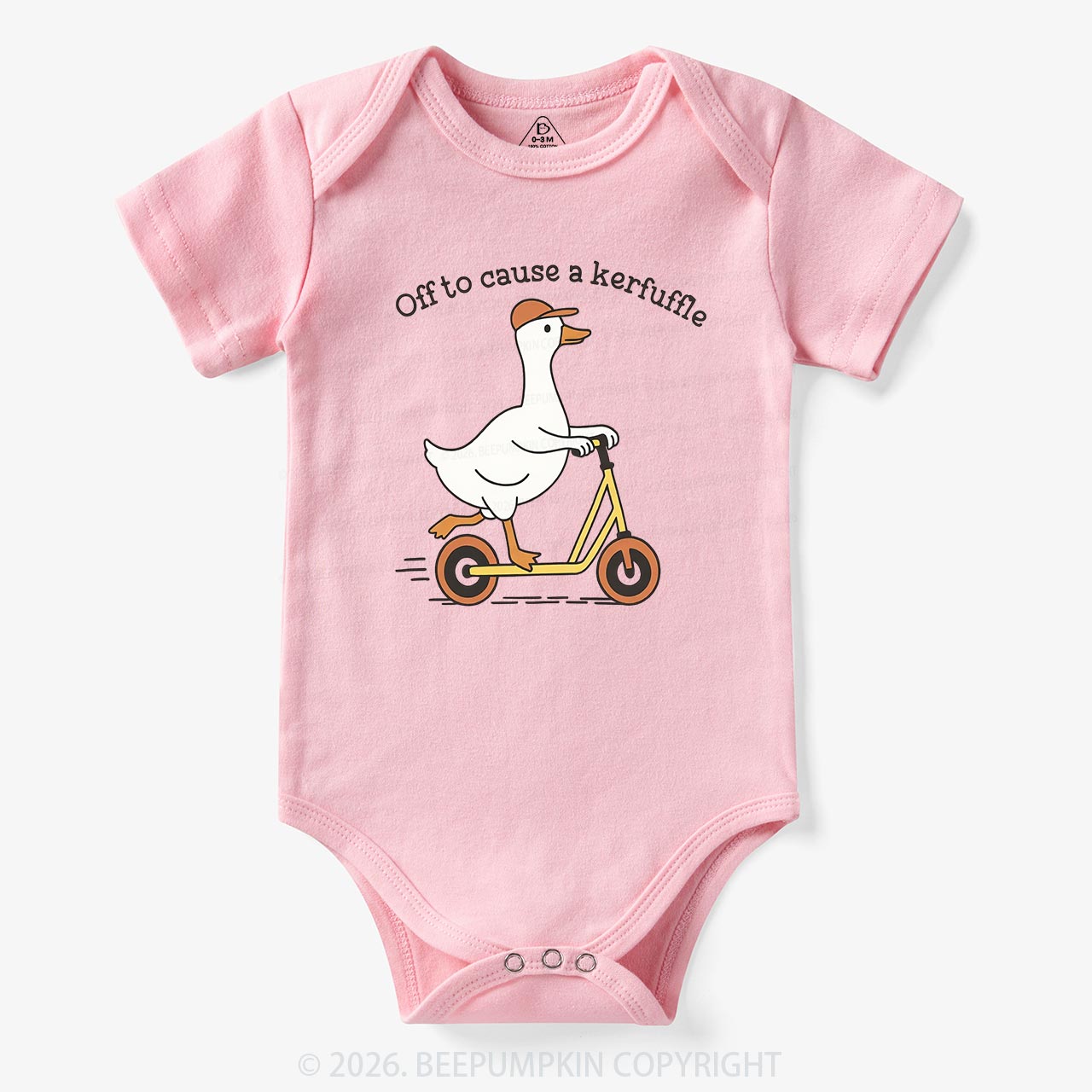 Off To Cause A Kerfuffle Silly Duck Animal Baby Bodysuit
