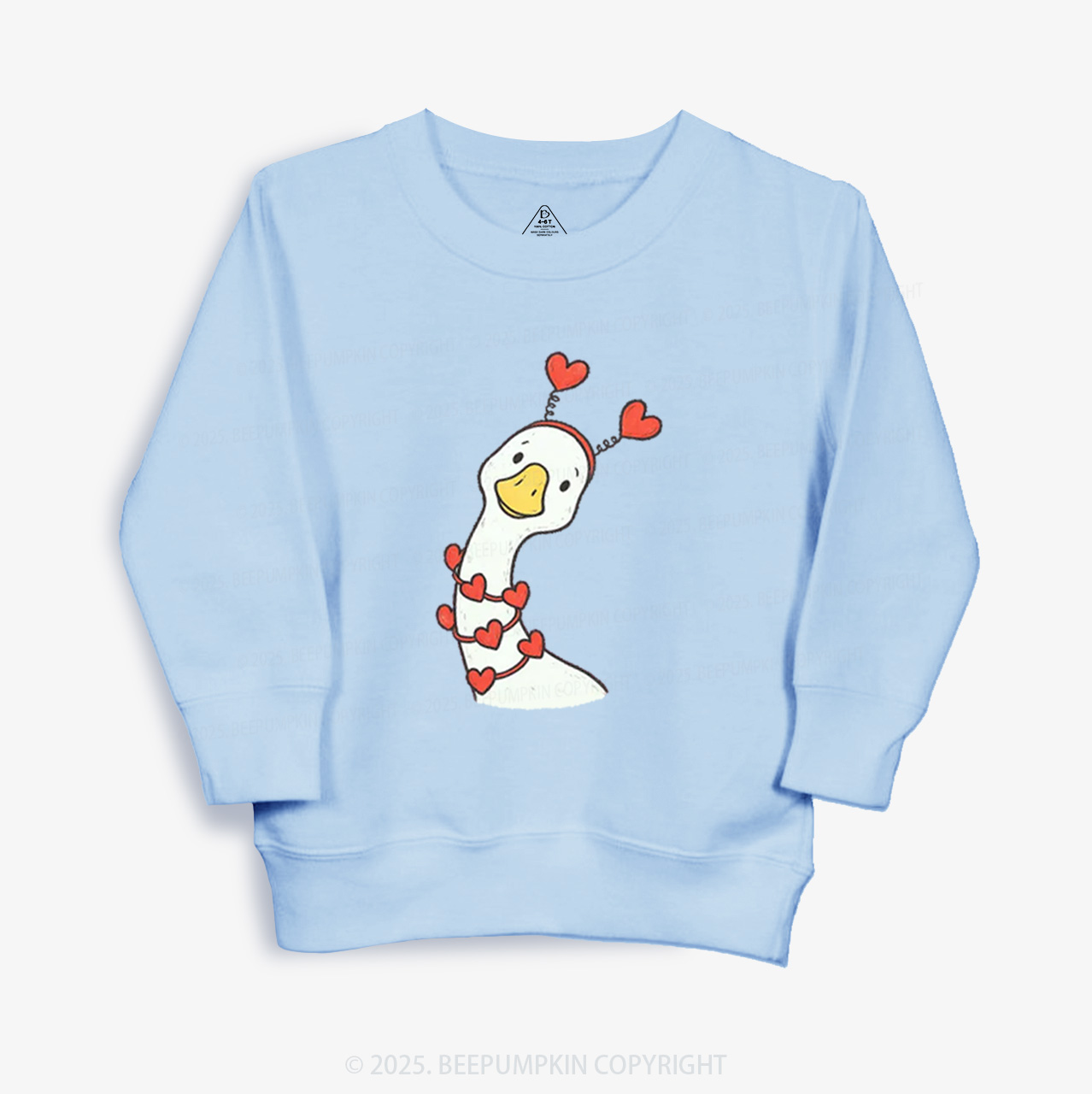 Pink Bow Preppy Goose Valentine Kid's Sweatshirt