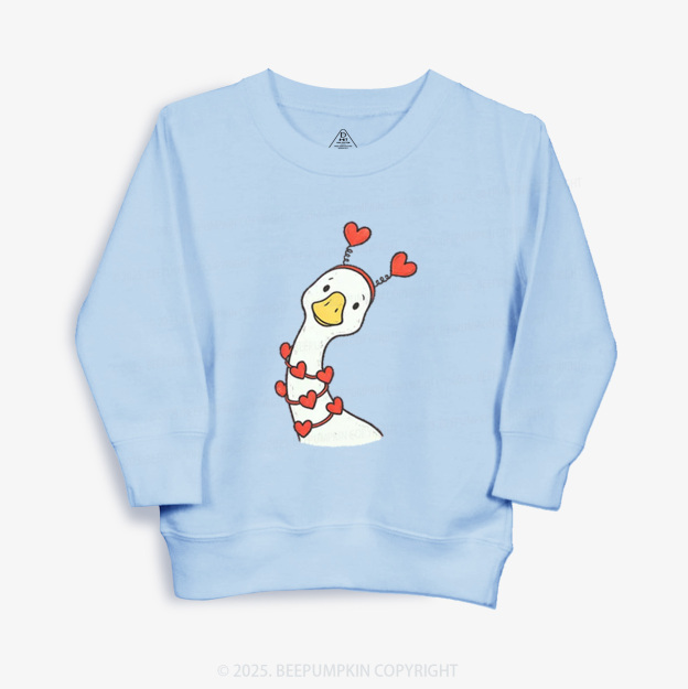 Pink Bow Preppy Goose Valentine Kid's Sweatshirt