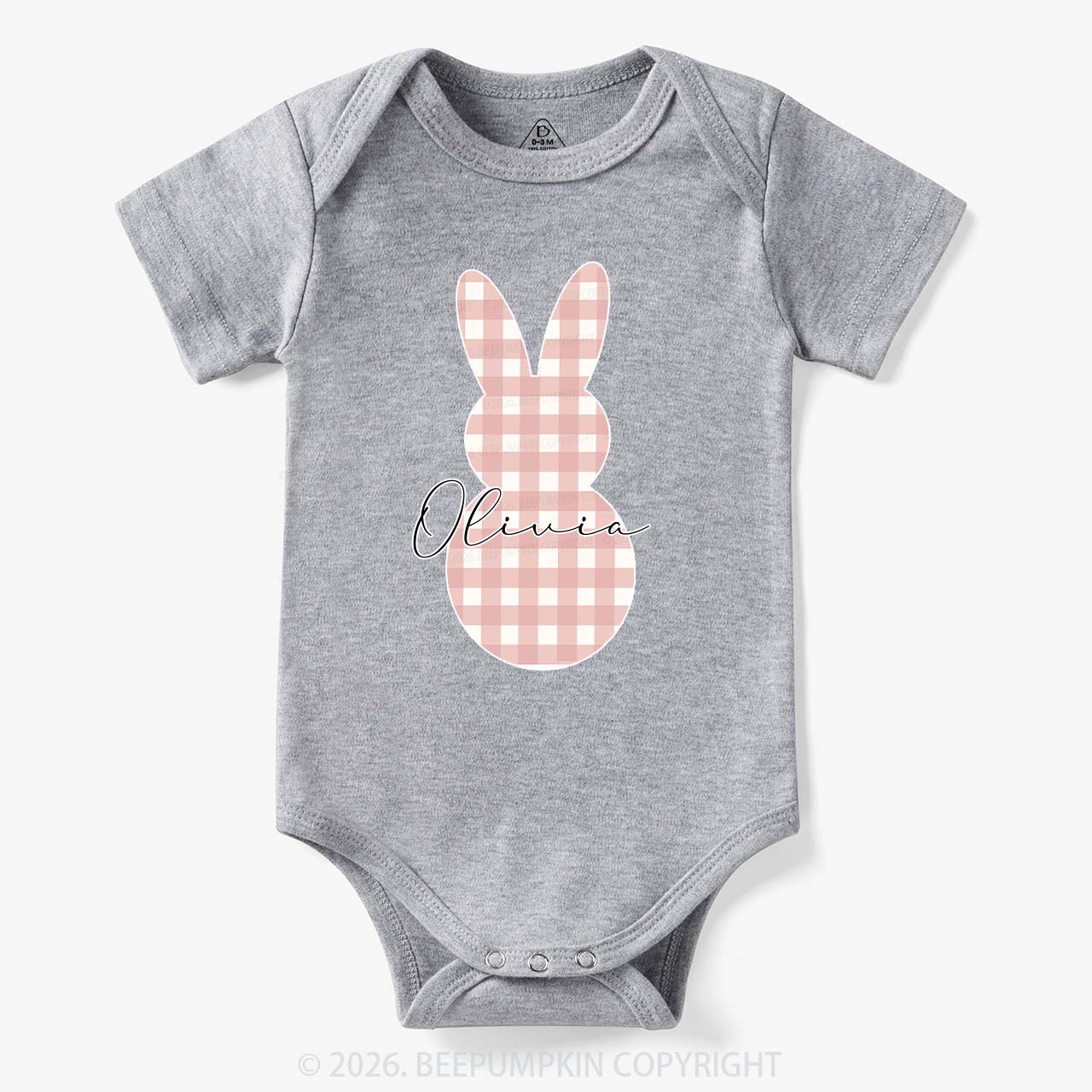 Personalised Easter Petit Gingham Bunny Bodysuit
