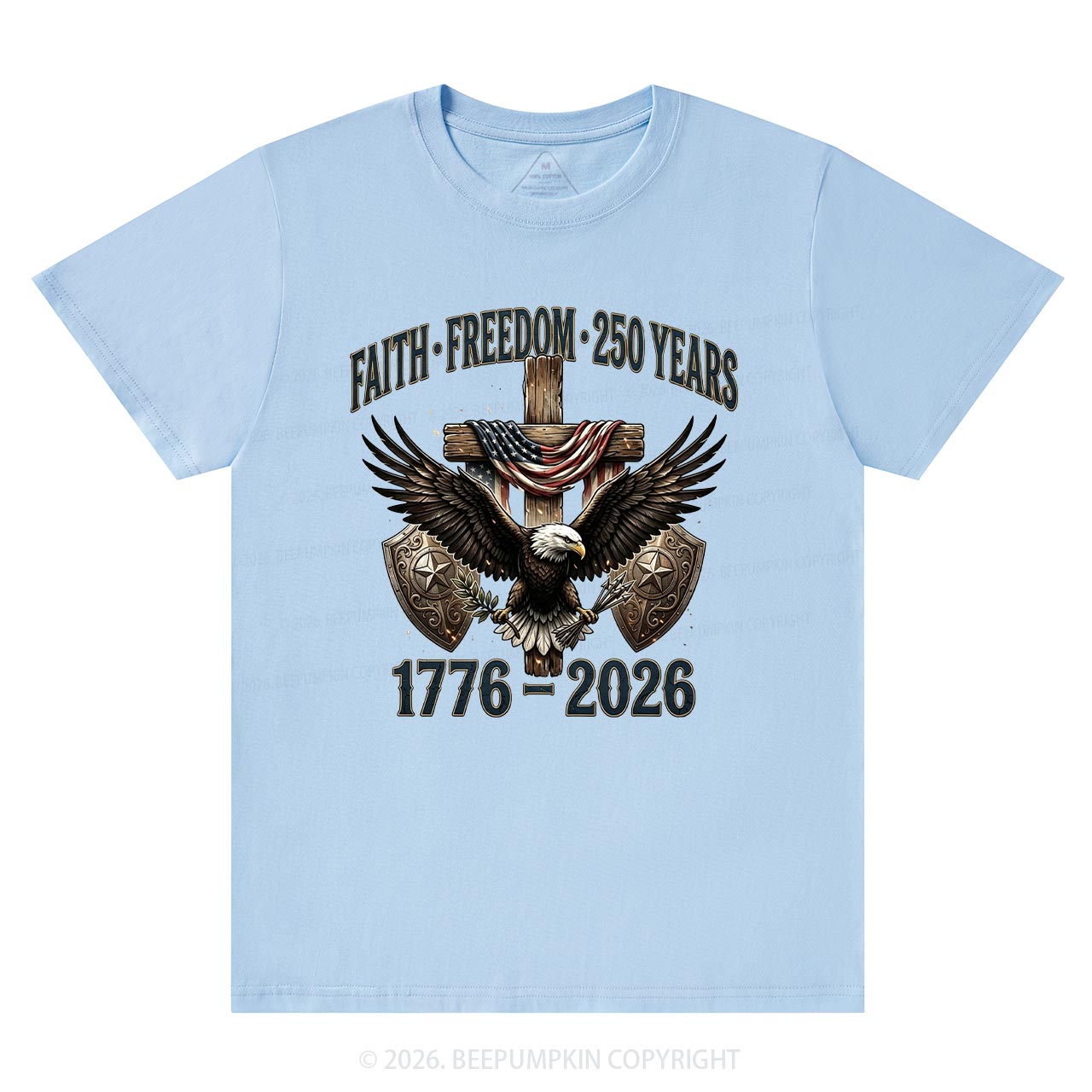 Faith Freedom 250 Years Patriotic Christian T-Shirts