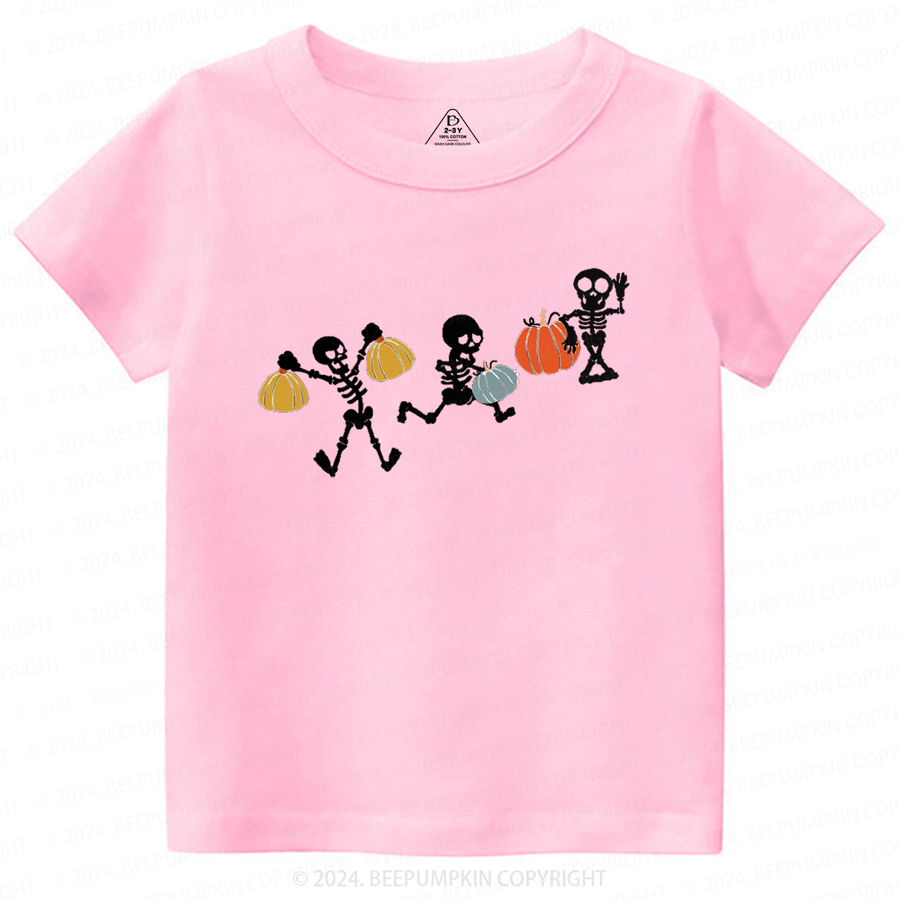 Funny Sportive Skeletons With Pumpkins Toddler&Kids Tees 