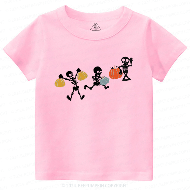 Funny Sportive Skeletons With Pumpkins Toddler&Kids Tees 