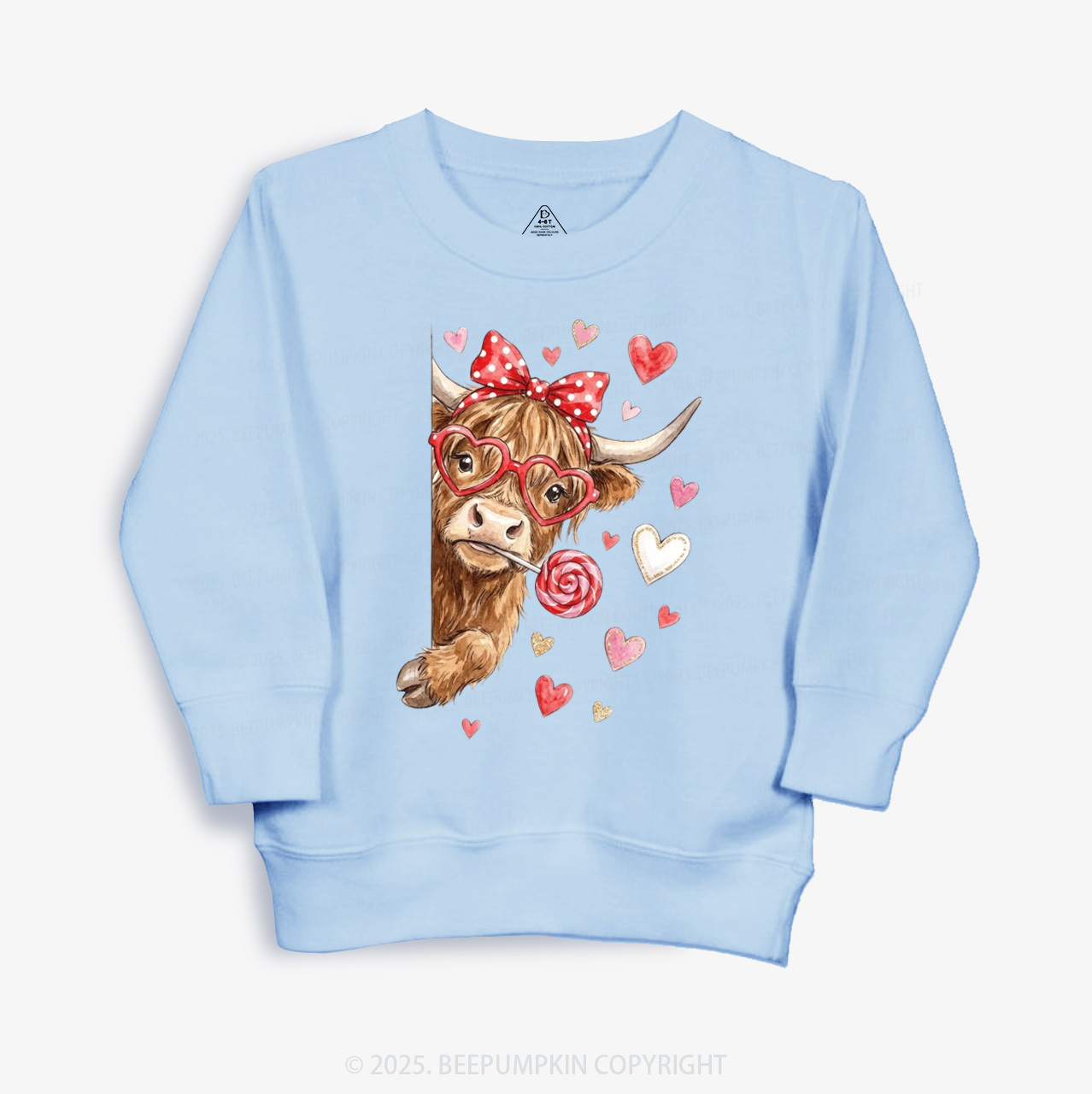 Valentine Highland Cow Kid's Sweatshirt