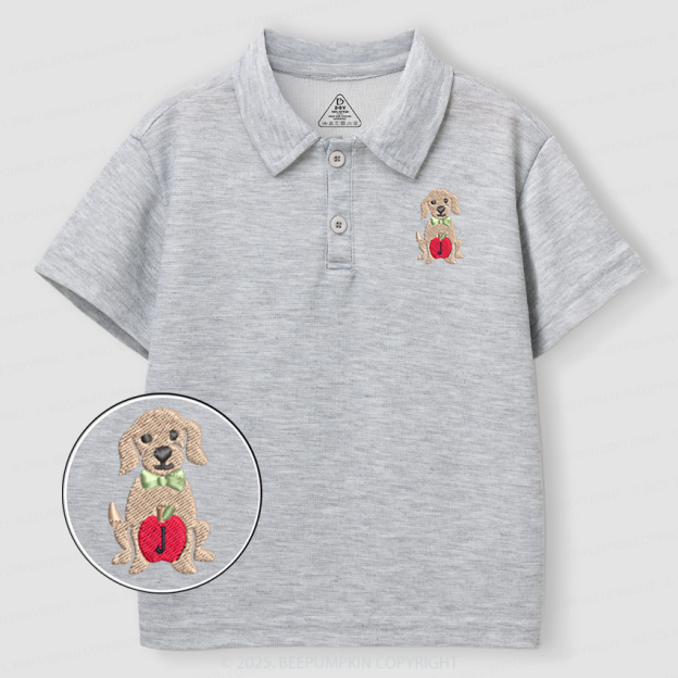 Embroidery Personalized Back To School Dog Toddler&Kid's Polo Shirt Beepumpkin