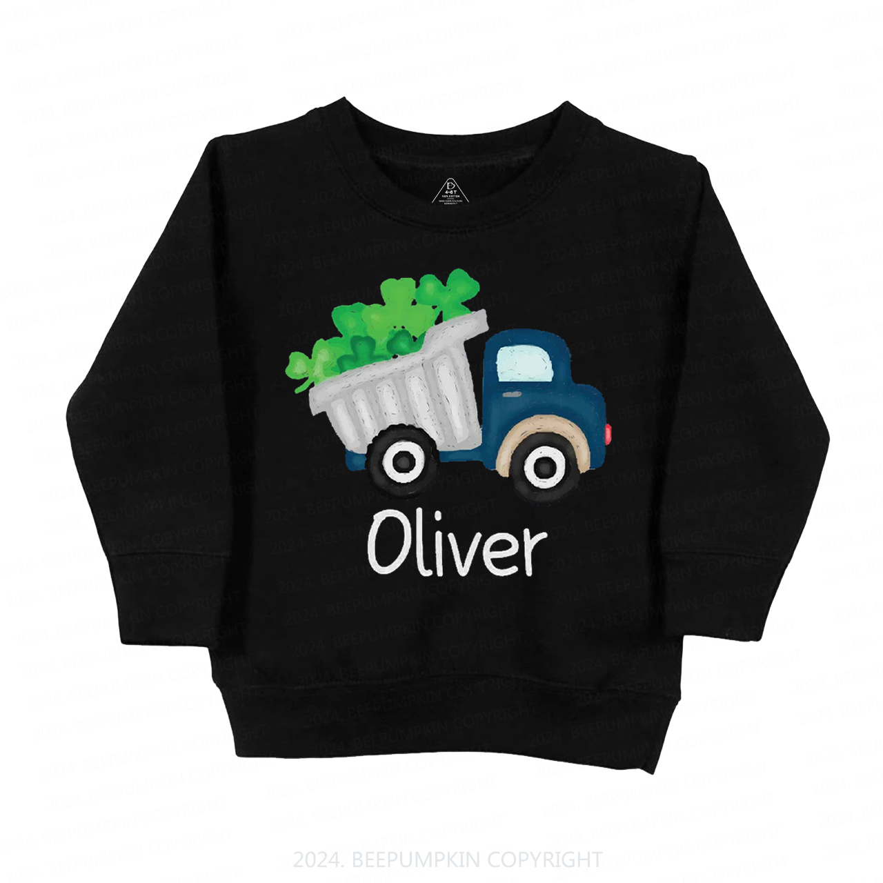 Personalized Shamrock Truck St.Patricks Day Kids Sweatshirt