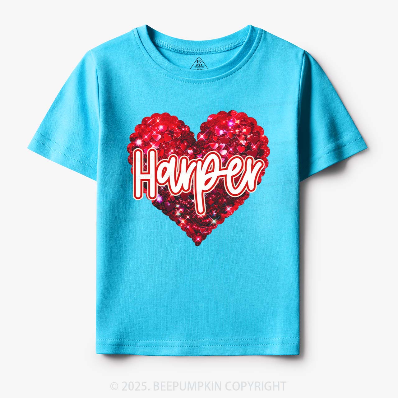 Personalized Sparkling Heart Name Toddler&Kid's Tees Beepumpkin