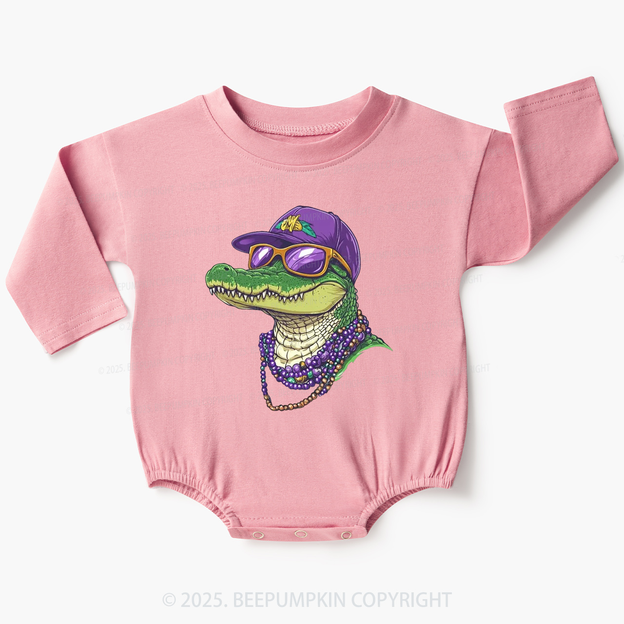 Alligator Mardi Gras Baby Bubble Romper Beepumpkin