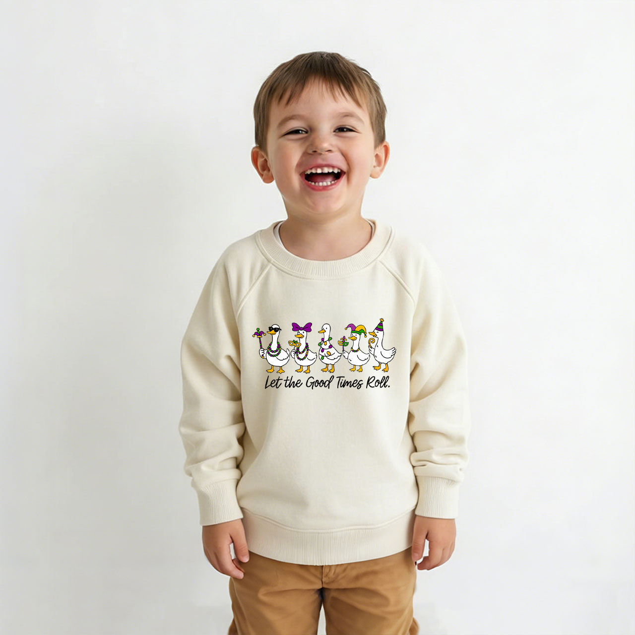 Silly Goose Mardi Gras Kid's Sweatshirt