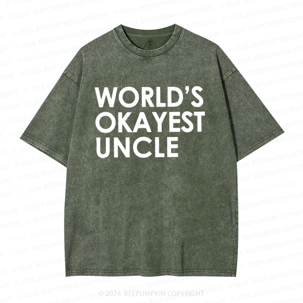 World's Okayest UNCLE Washed T-Shirts 