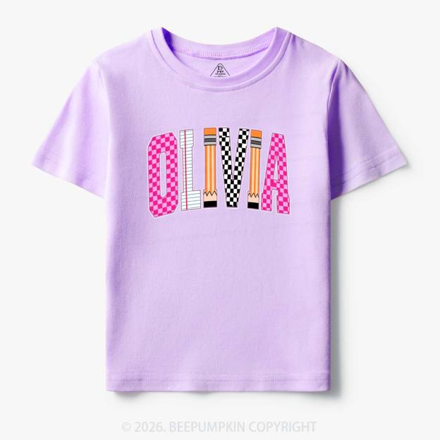 Personalized Name Retro School Preppy Toddler&Kid's Tees