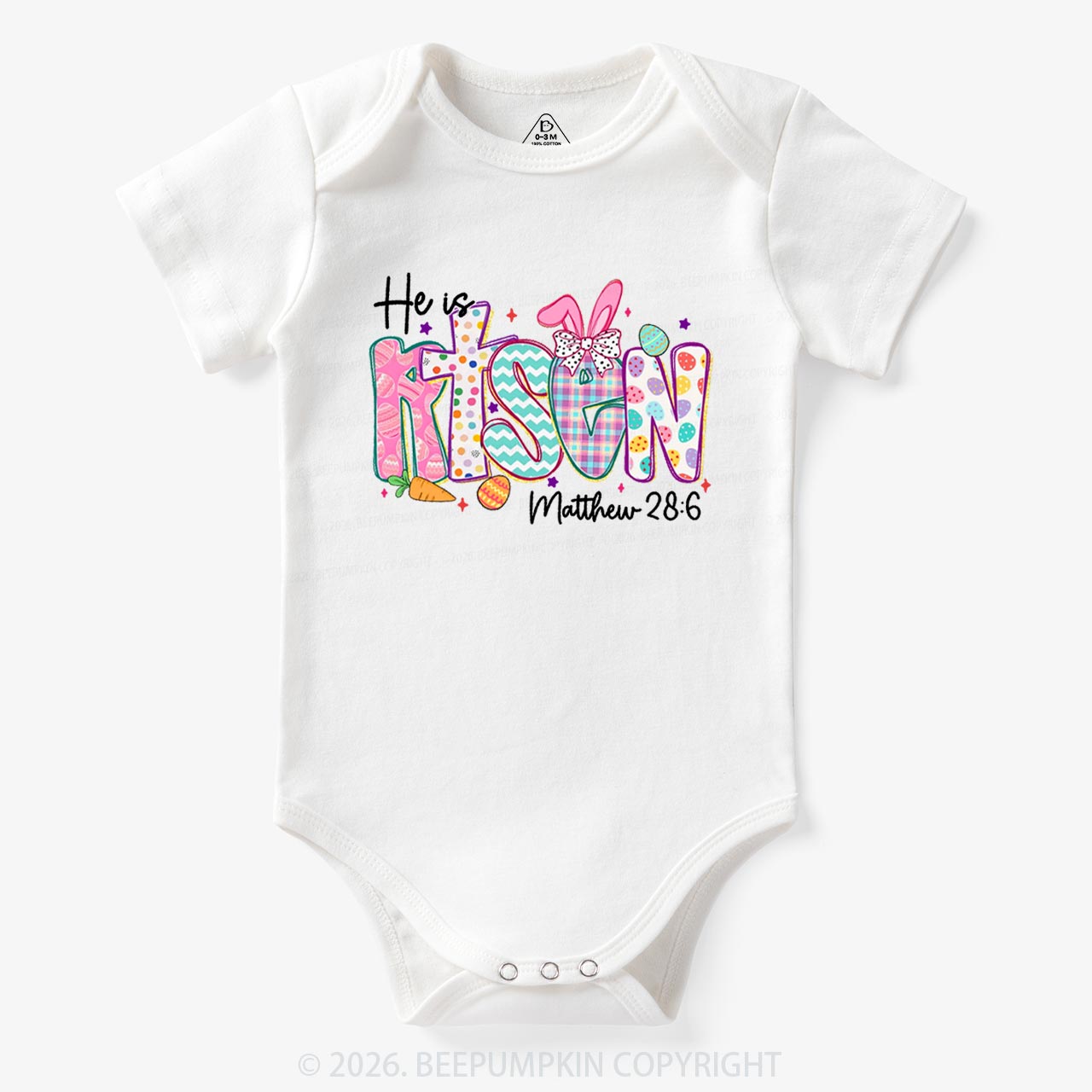 He Is Risen Christian Easter Bodysuit