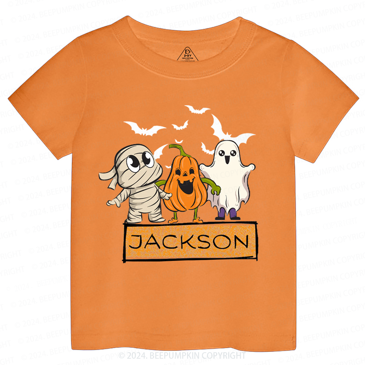 Personalized Name Halloween Bandage Ghost Toddler&Kids Tees 