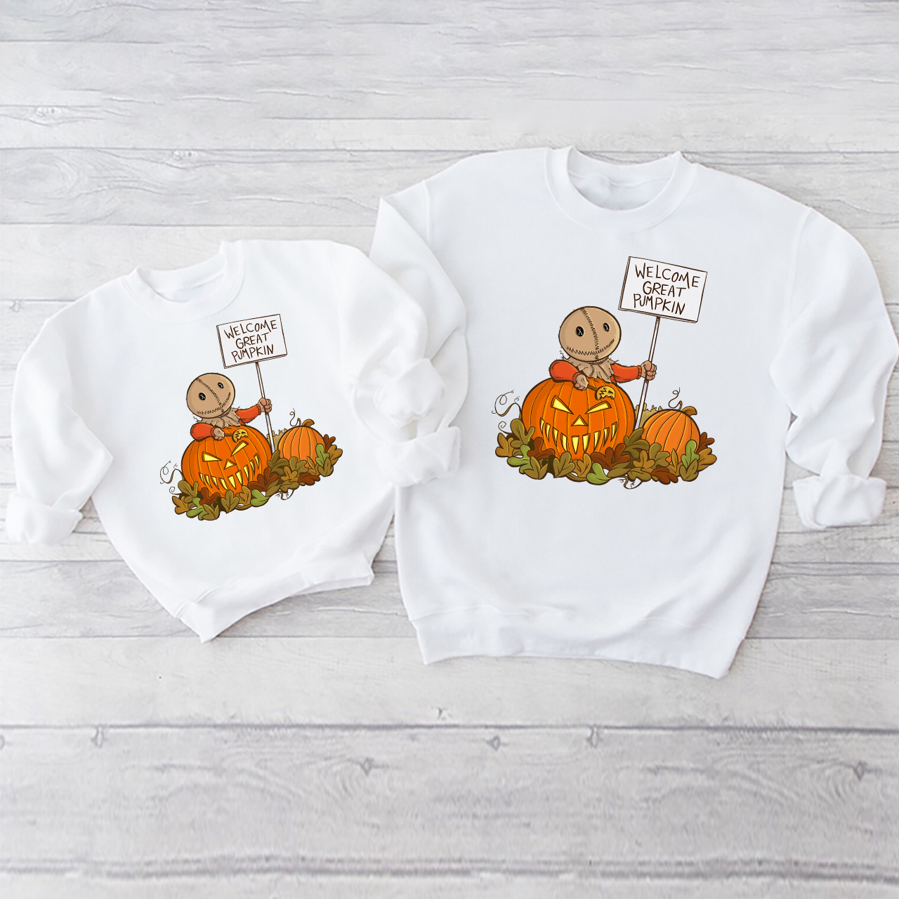 Welcome Great Pumpkin Halloween Matching Sweatshirts