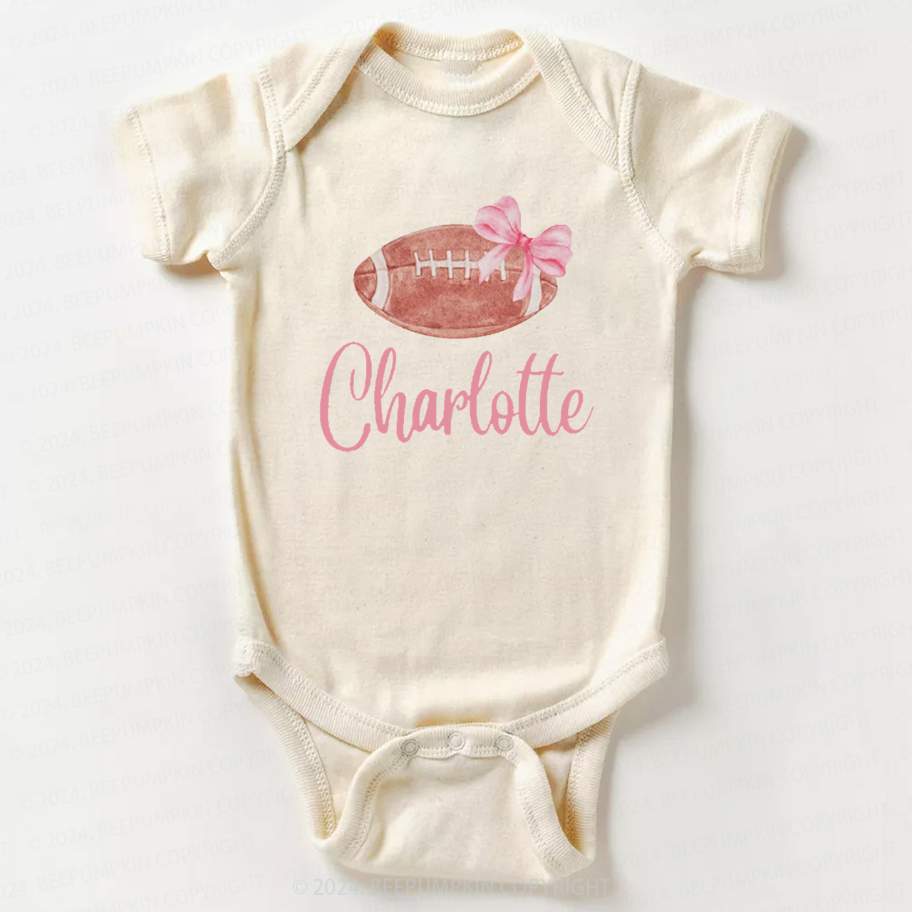 Personalized Football Bow Bodysuit For Baby 