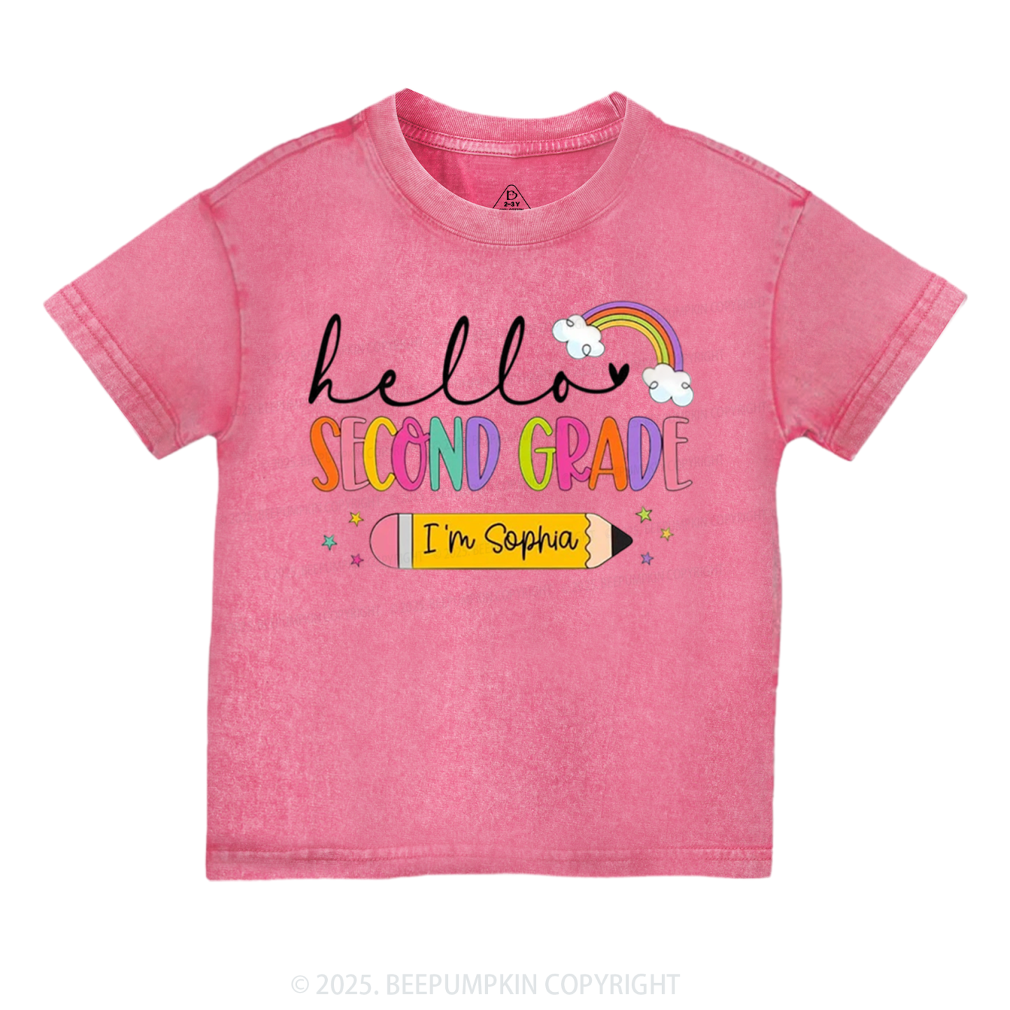 Personalized Hello Back To School Toddler&Kids Washed Tees
