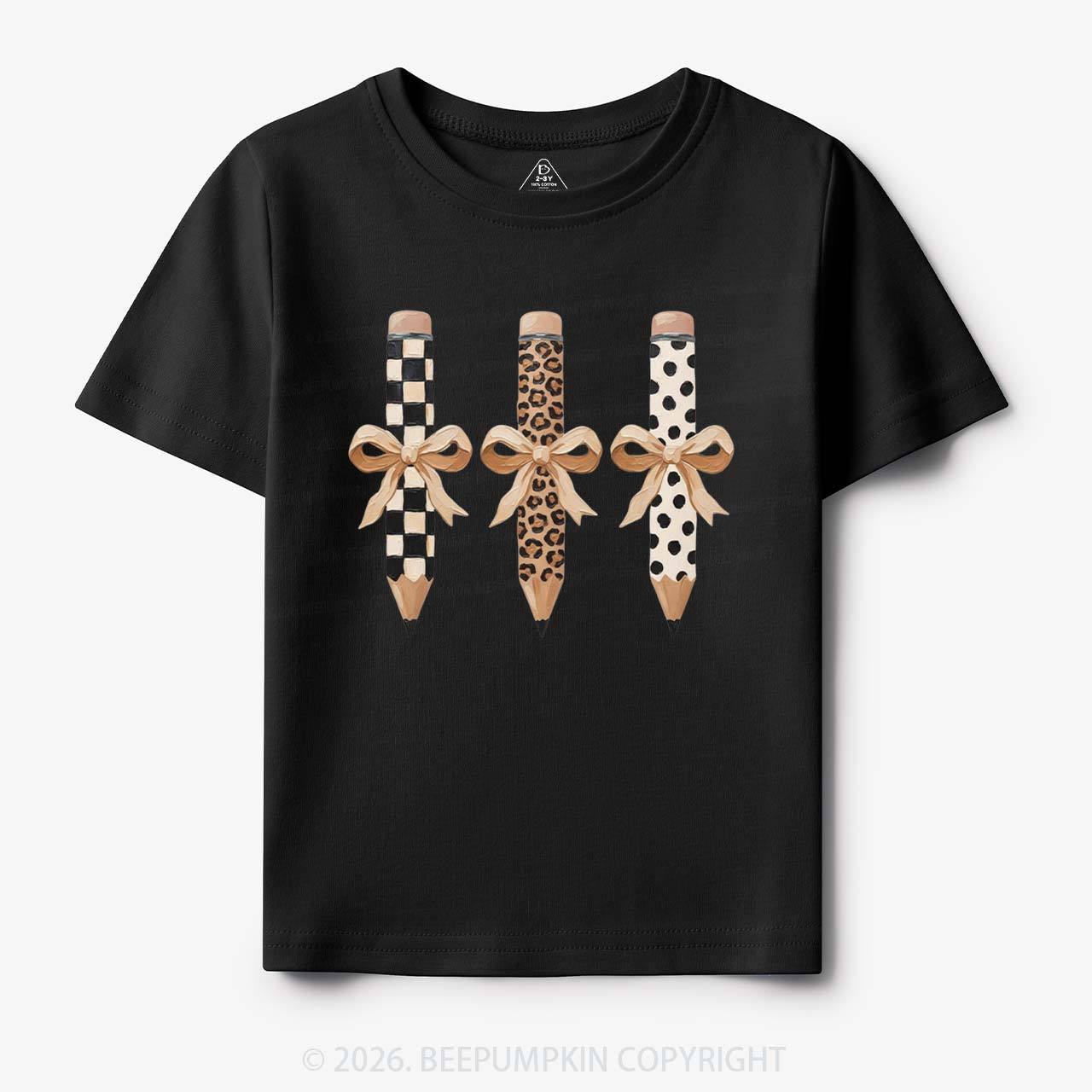 Brushstroke Pencil Bow Preppy Toddler&Kid's Tees