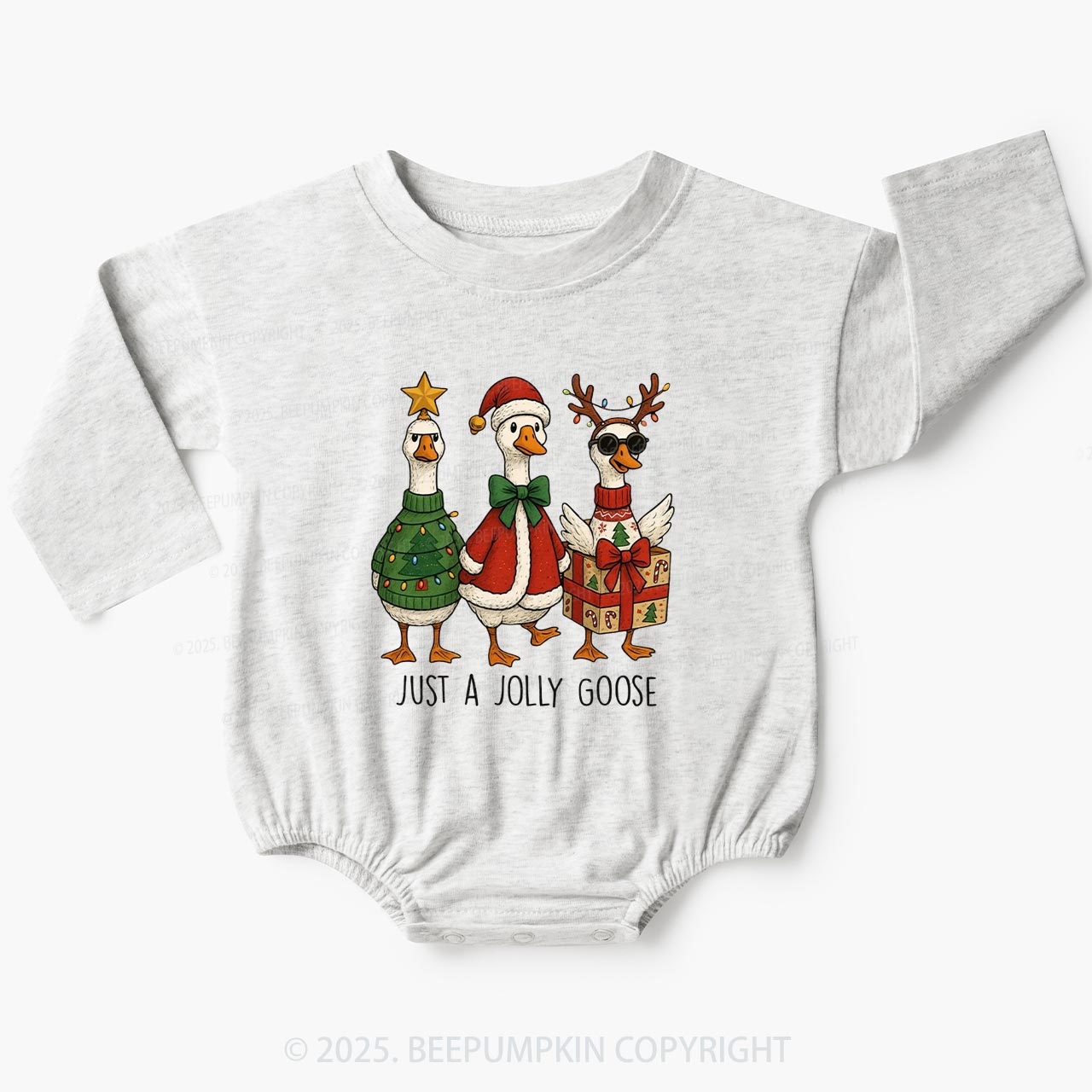 Silly Goose Girly Christmas Baby Bubble Romper Beepumpkin