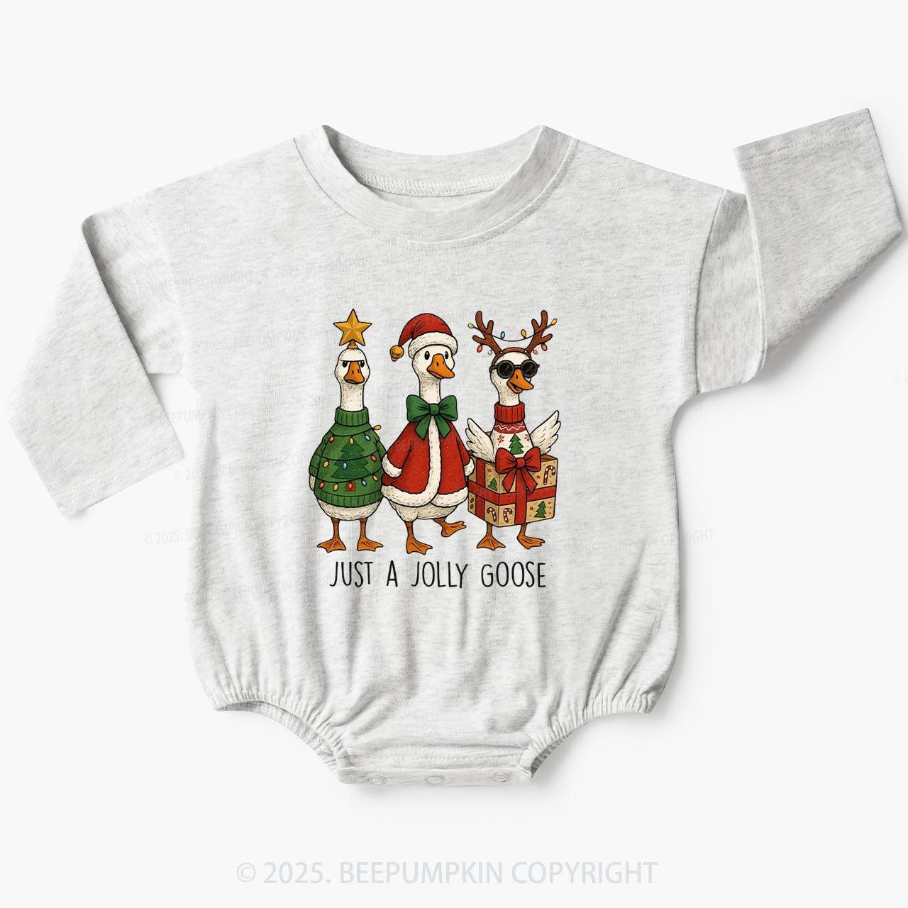 Silly Goose Girly Christmas Baby Bubble Romper Beepumpkin