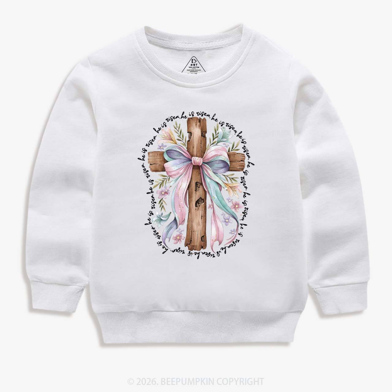 He Is Risen Soft Pastel Cross Kid's Sweatshirt