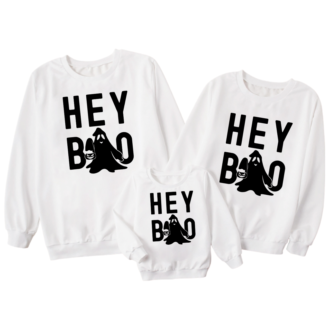 Halloween Hey Boo Carrying A Pumpkin Matching Family Sweatshirts