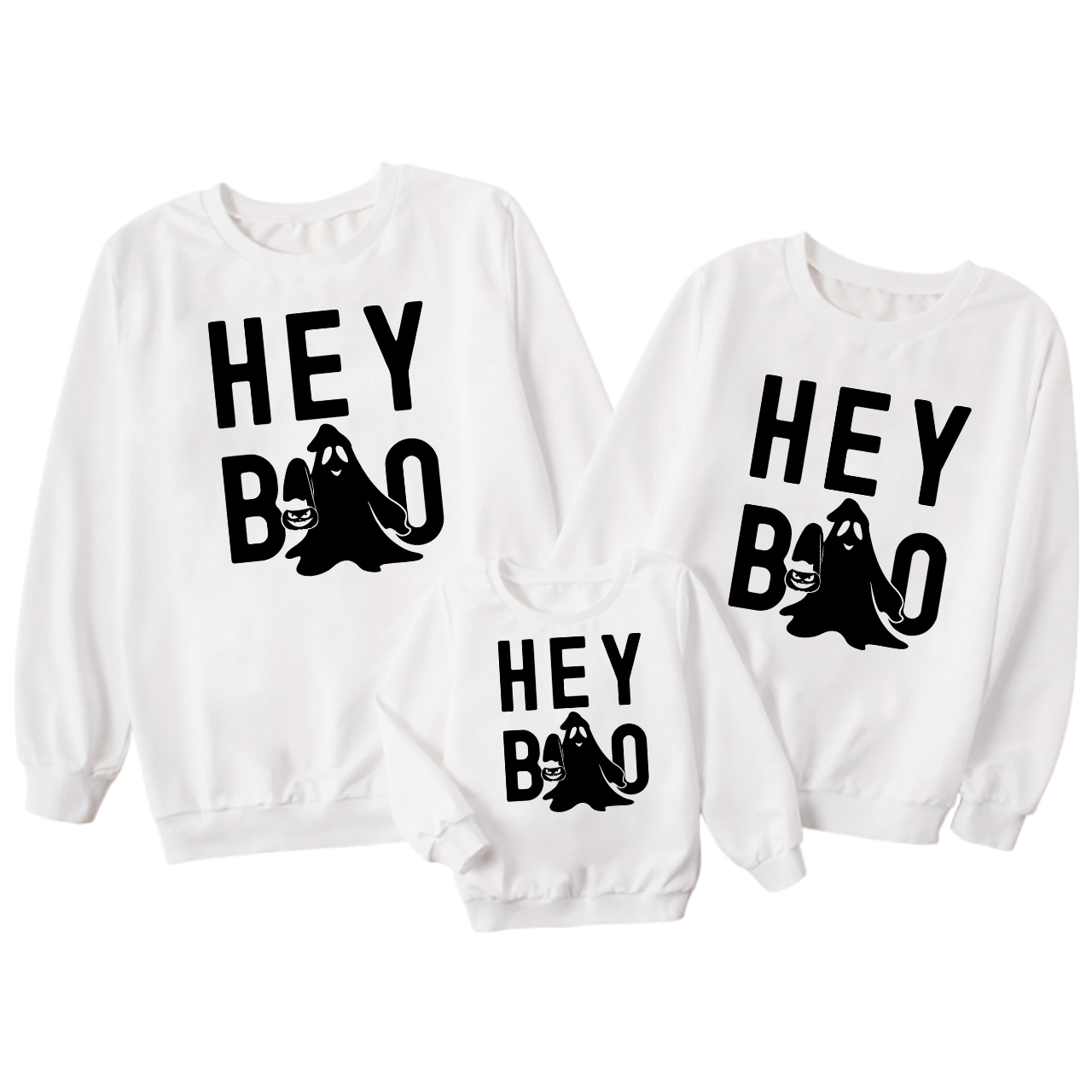 Halloween Hey Boo Carrying A Pumpkin Matching Family Sweatshirts