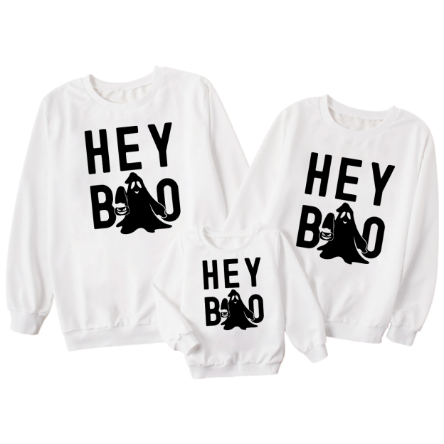 Halloween Hey Boo Carrying A Pumpkin Matching Family Sweatshirts