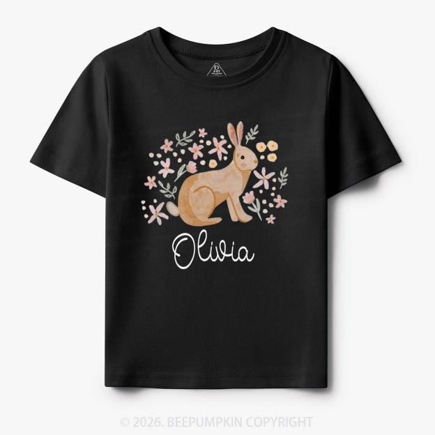 Personalized Watercolor Bunny Blooms Toddler&Kid's Tees