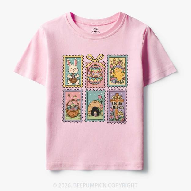 He Is Risen Easter Stamp Toddler&Kid's Tees