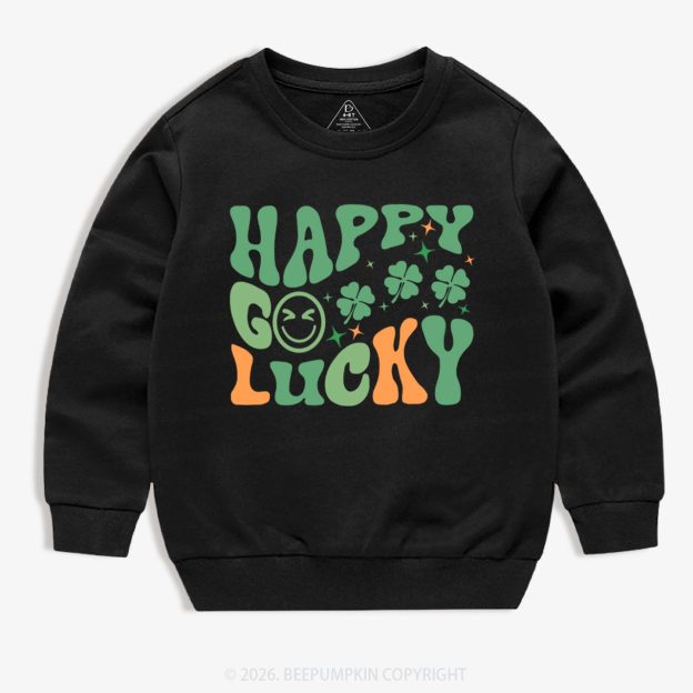 Happy Go Lucky Retro Kids Sweatshirt