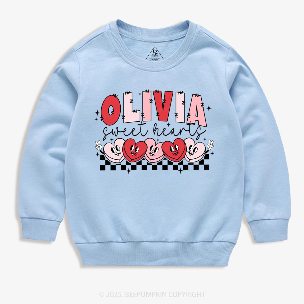 Personalized Pink Heart Smile Kid's Sweatshirt