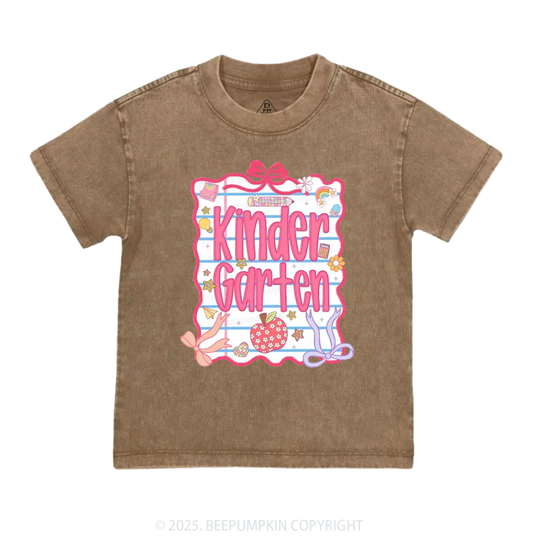 Personalized Pink Bow Grade Toddler&Kids Washed Tees