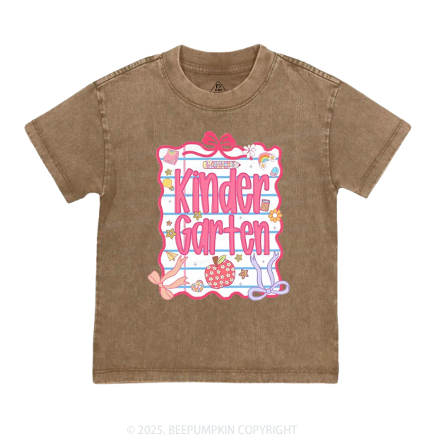Personalized Pink Bow Grade Toddler&Kids Washed Tees