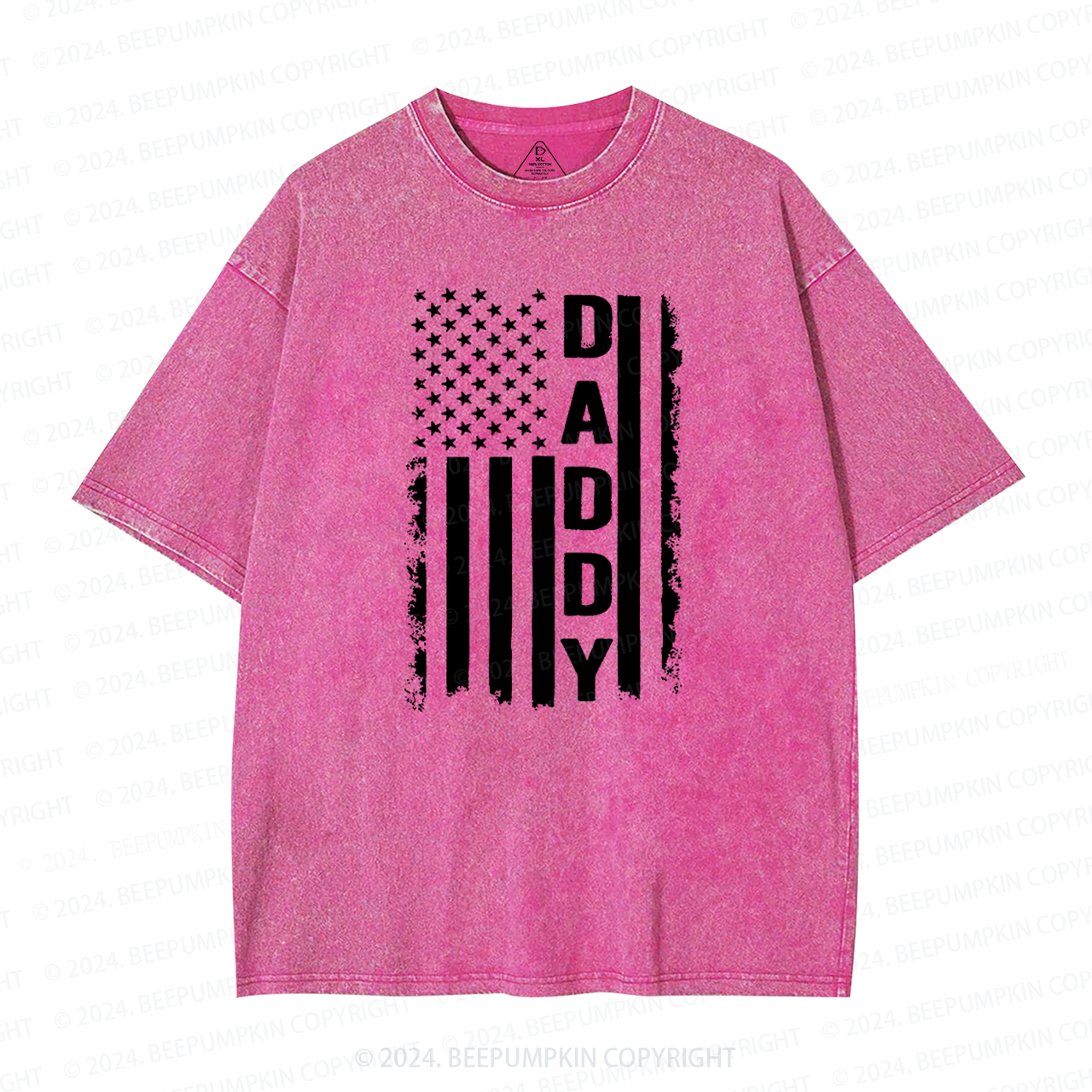 Daddy American Flag Dad Washed T-Shirts 