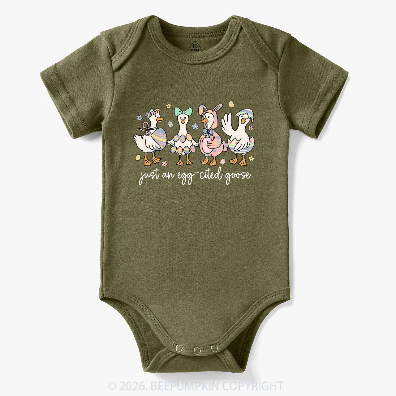 Just an Egg-cited Goose Happy Easter Baby Bodysuit