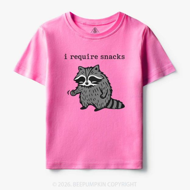 I Require Snacks Raccoon Toddler&Kid's Tees