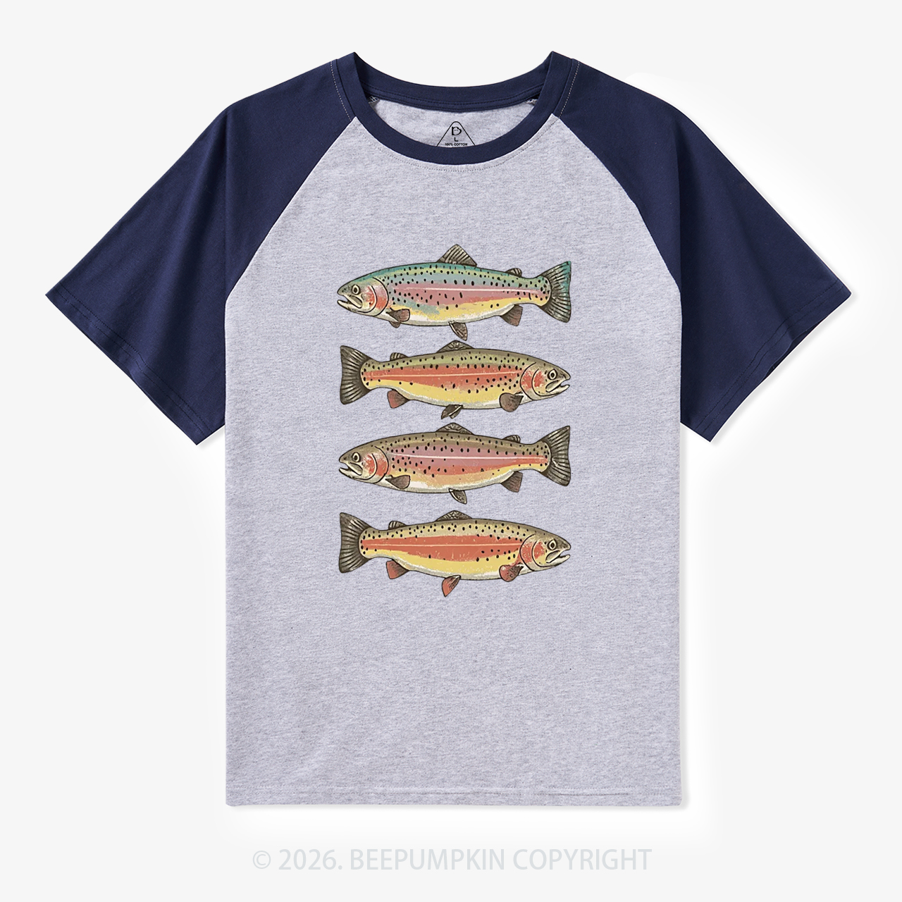 Trout Fish Vintage Raglan T-Shirt