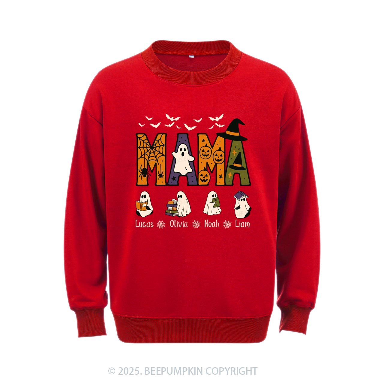 Personalized Mimi And Little Ghost Halloween Sweatshirt Beepumpkin