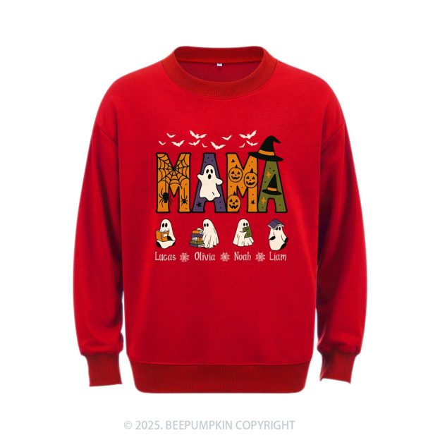 Personalized Mimi And Little Ghost Halloween Sweatshirt Beepumpkin