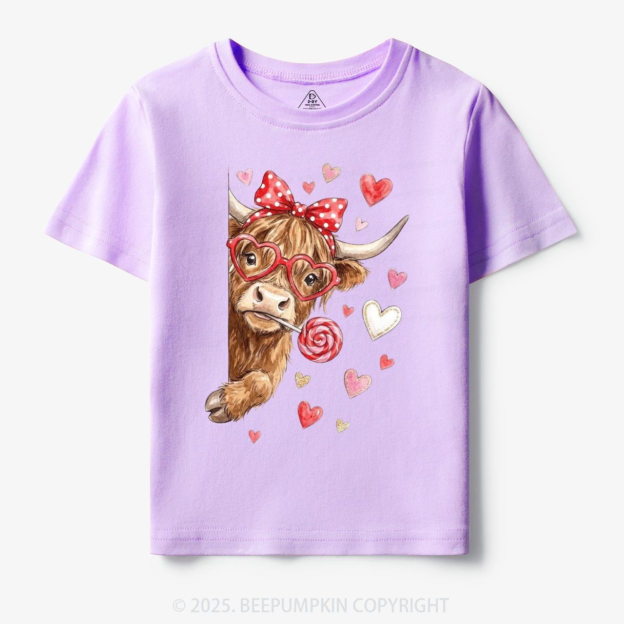 Valentine Highland Cow Toddler&Kid's Tees Beepumpkin