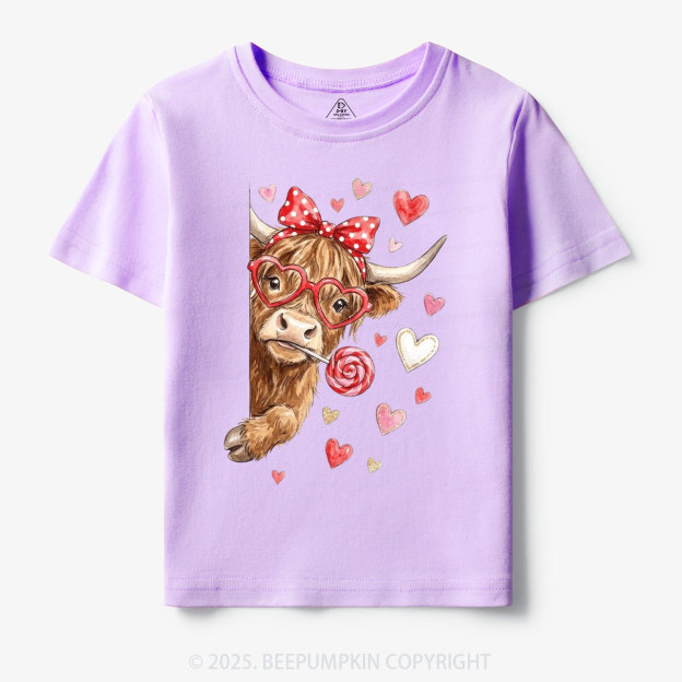 Valentine Highland Cow Toddler&Kid's Tees Beepumpkin