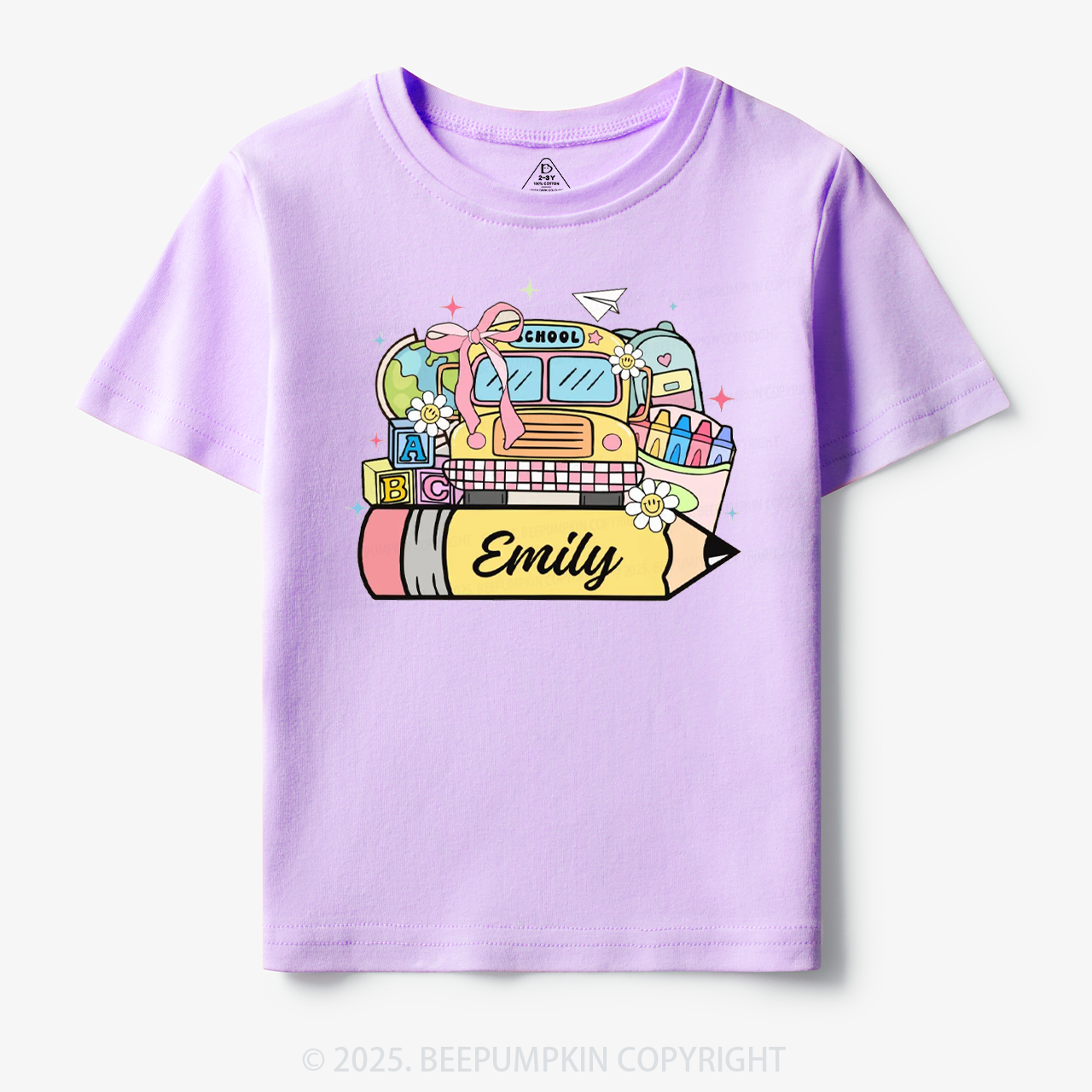Personalized Kid Name School Bus Toddler&Kid's Tees Beepumpkin