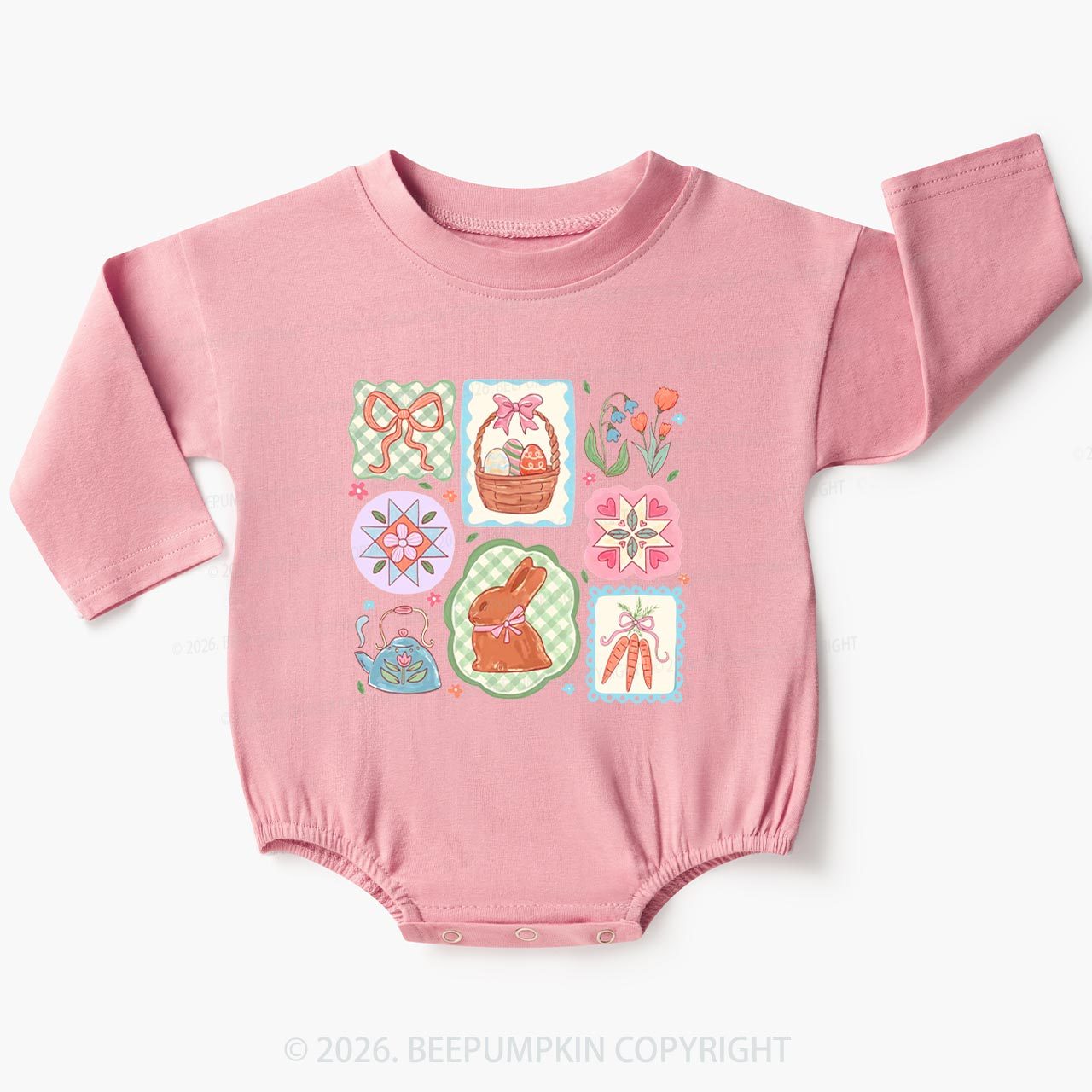 Pastel Easter Basket Baby Bubble Romper