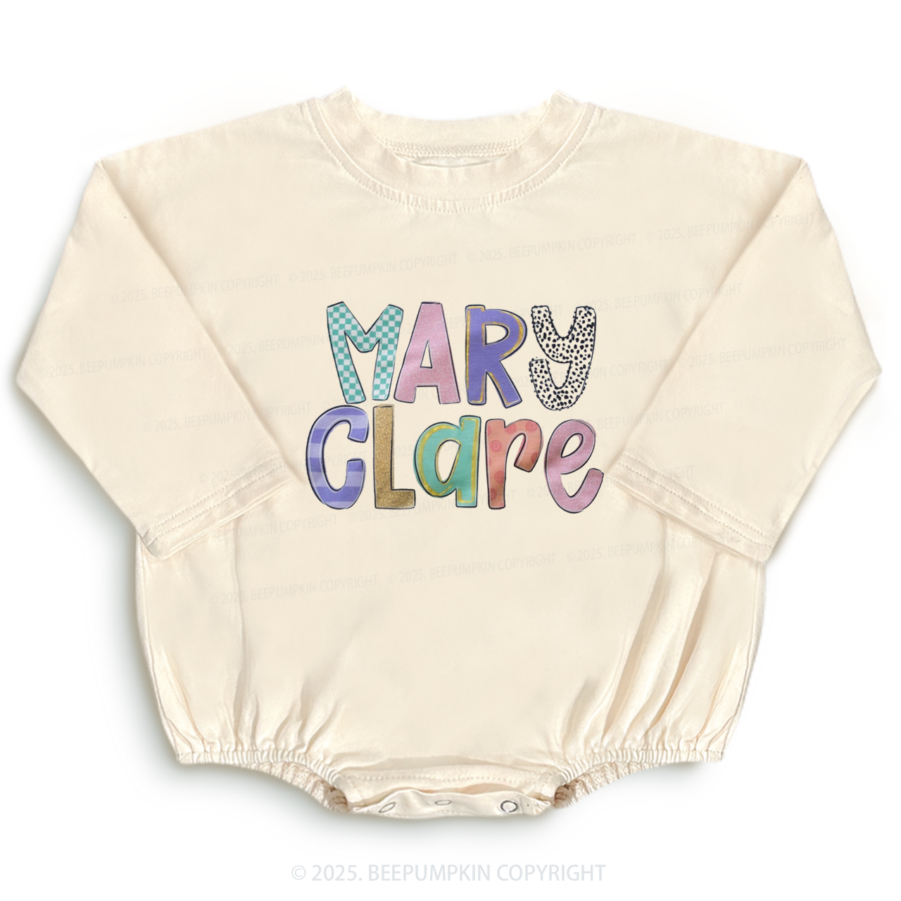 Personalized Colorful Identity Baby Bubble Romper Beepumpkin