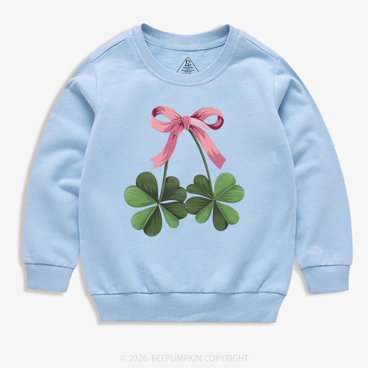 Lucky Shamrock Bow St Patrick's Day Kid's Sweatshirt