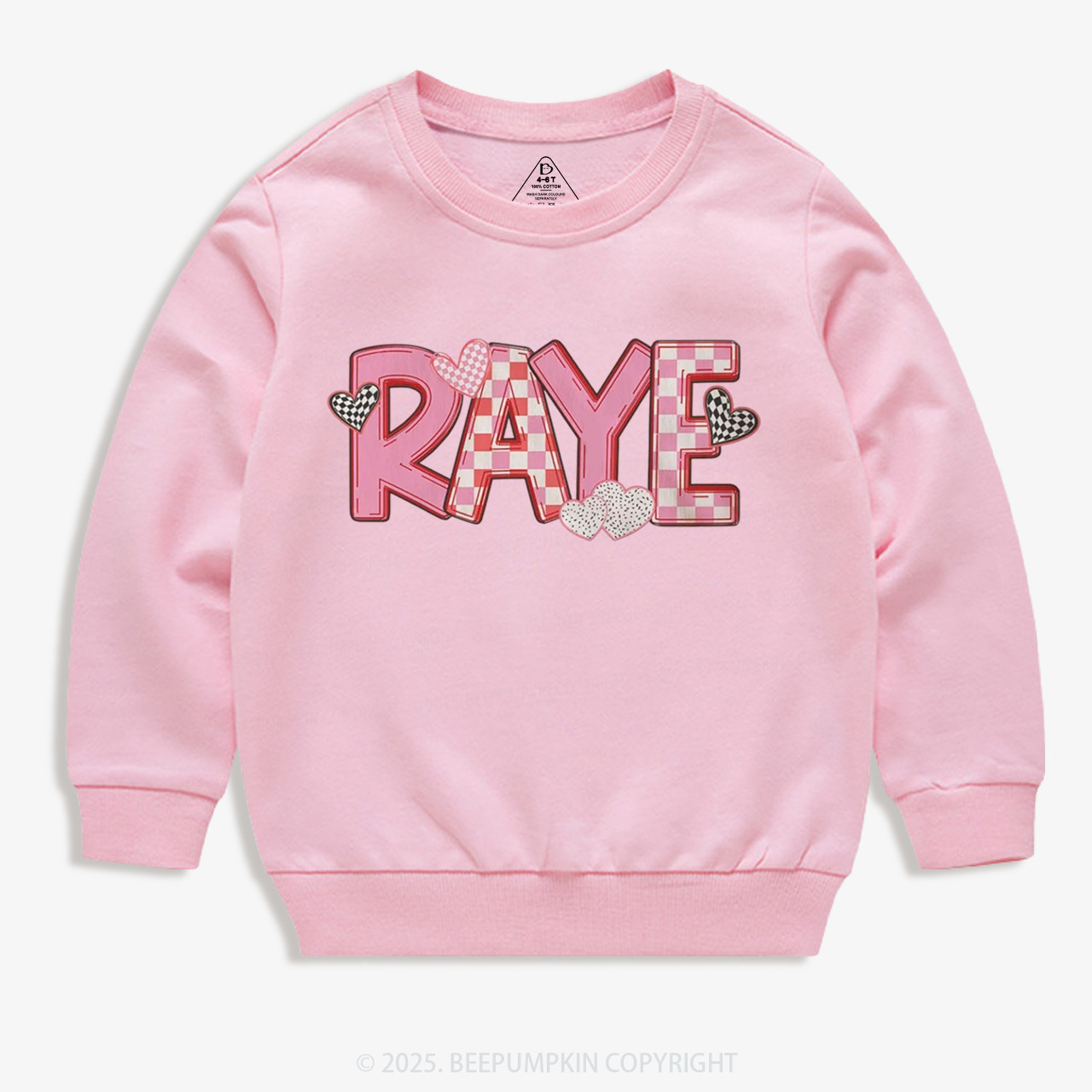 Personalized Heart Check Name Valentine's Day Kid's Sweatshirt