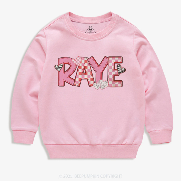 Personalized Heart Check Name Valentine's Day Kid's Sweatshirt